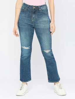 Spykar - Women's Dark Blue Lycra Bootcut Fit - Clean Look High Rise Jeans - (Elissa)