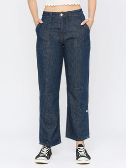 Spykar - Women's Dark Blue Cotton Straight Fit - Clean Look High Rise Jeans - (Bella)