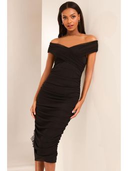 Lipsy - Ruched Bodycon Bardot Midi Dress