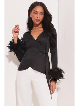 Lipsy - Wrap Feather Sleeve Top
