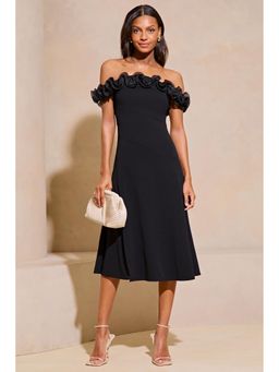 Lipsy - Ruffle Bardot Fit and Flare Midi Dress