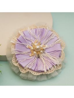 Choko - Kids Exquisite Blossom Satin, Tulle and Lace Hair Clip-Purple
