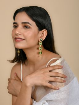 Teejh - Daivey Dark Green Gold Earring