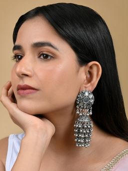 Teejh - Ekiya Silver Oxidised Ghungroo Earring