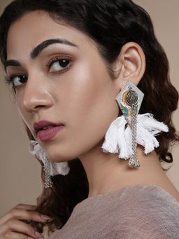 Teejh - Vallari Grey Tassel Earring