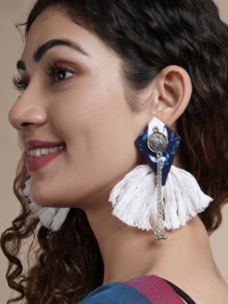 Teejh - Vallari Indigo Blue Tassel Earring