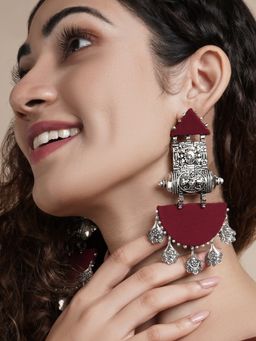 Teejh - Yaalini Maroon Fabric Earring