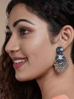 Teejh - Pranita Indigo Blue Fabric Earring