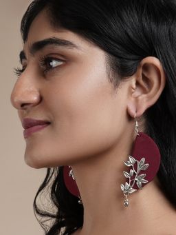 Teejh - Yukti Maroon Floral Fabric Earring