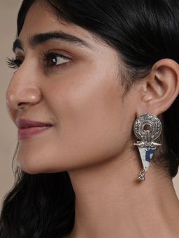 Teejh - Nainaika Indigo Blue Fabric Earring