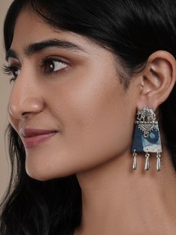 Teejh - Vaani Indigo Blue Fabric Earring