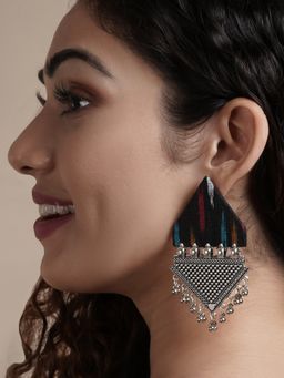 Teejh - Nandini Multicoloured Fabric and Silver Earring