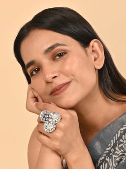 Teejh - Afarin Pearls and Silver Oxidised Ring