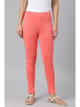 W - Coral Solid Knitted Women's Leggings