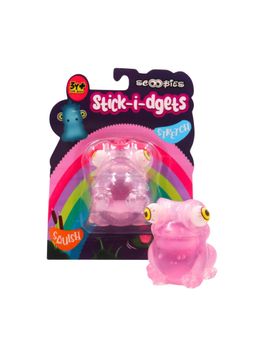 SCOOBIES - Stick I Dgets Pink Frog Shaped Animal Squishy.