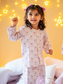 Ribbon Candy - Pink Pig Print Night Suit Shirt and Pyjama (Set of 2)