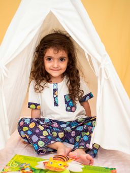 Ribbon Candy - Monsters Print Night Suit T-Shirt and Pyjama (Set of 2)