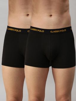 Classic Polo - Mens Modal Slim Fit Solid Trunks - Black (Pack of 2)
