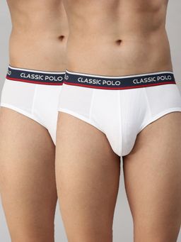 Classic Polo - Mens Modal Slim Fit Solid Briefs - White (Pack of 2)