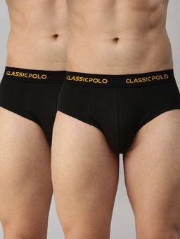 Classic Polo - Mens Modal Slim Fit Solid Briefs - Black (Pack of 2)