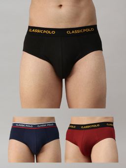 Classic Polo - Mens Modal Slim Fit Solid Briefs - Multicolor (Pack of 3)