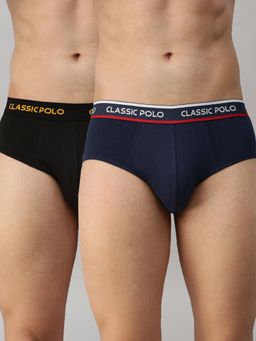 Classic Polo - Mens Modal Slim Fit Solid Briefs - Black & Blue (Pack of 2)