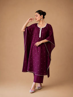 LABEL MAE - Wine Embellished Kaftan with Pant