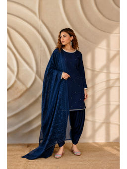 LABEL MAE - Teal Embellished Kurta with Patiala and Dupatta