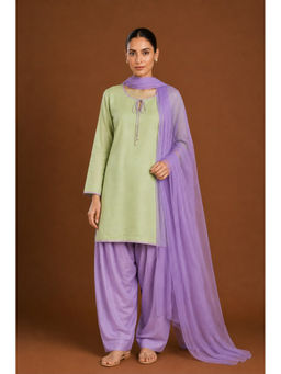 LABEL MAE - Mint Green Embroidered Kurta with Salwar and Dupatta
