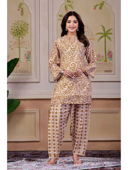NIKATT - Women's Mustard Yellow Paisley Printed Kurta with Salwar