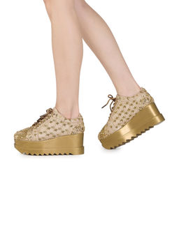 Anaar - Gold Checkmate Wedge Sneakers