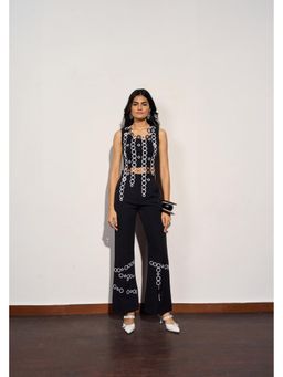 Clothes on my mind - Womens Black Comm-Ready Pant with Fringing Detail