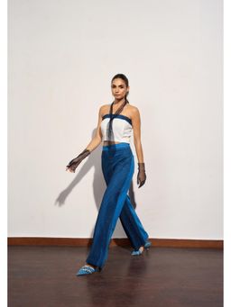 Clothes on my mind - Womens Blue Embellished Spotlight Pant