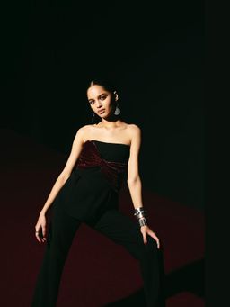 The Dapper Lady - Womens Sienna Bow Black Peplum Top