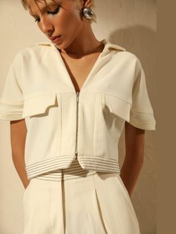 The Dapper Lady - Womens Pearl White Overshirt