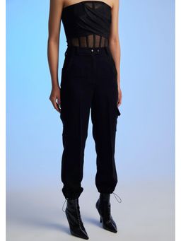 The Dapper Lady - Womens Infinite Mesh Black Joggers