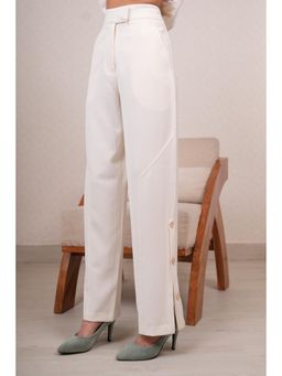 The Dapper Lady - Womens Marble Detail Off White Pant