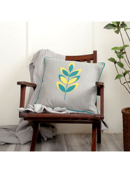 Maspar - Botanical Heritage Patchy Leaf and Embroidry 210GSM Green Cushion Cover
