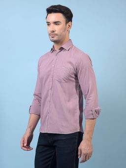CRIMSOUNE CLUB - Men Purple Lyocell Blend Collar Neck Slim Fit Solid Casual Shirt