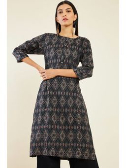 Soch - Women Black Rayon Printed Kurta
