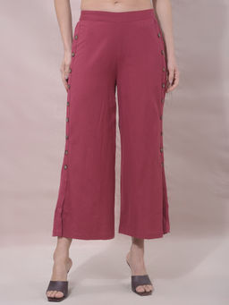 CRIMSOUNE CLUB - Maroon Wide Fit Solid Plain Pant