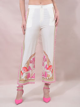 CRIMSOUNE CLUB - White Regular Fit Floral Pant