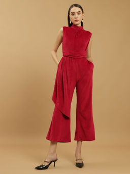 Beatnik - Black High Neck Sleeveless Solid Plain Jumpsuit