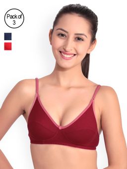 Floret - Pack Of 3 Solid T Shirt Bra - Multi-Color