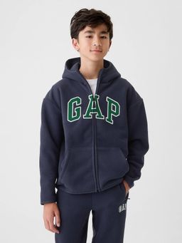 GAP - Boys Navy Blue Casual Knitted Hooded Neck Graphic Full Sleeves Hoodie