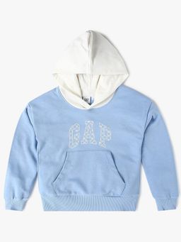 GAP - Girls Blue Casual Hooded Neck Colorblock Full Sleeves Hoodie