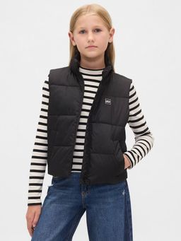 GAP - Girls Black Casual Polyester High Neck Solid Sleeveless Puffers Jacket