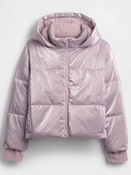 GAP - Girls Purple Casual Nylon Hooded Neck Solid Full Sleeves Puffers Jacket