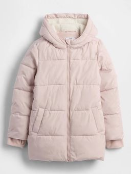 GAP - Girls Pink Casual Polyester Hooded Neck Solid Full Sleeves Jacket