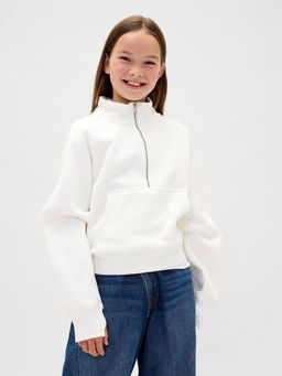 GAP - Girls Off White Casual Knitted High Neck Solid Full Sleeves Sweatshirt